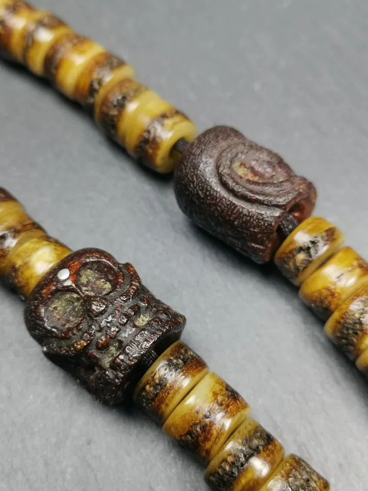 Gandhanra Handmade Tibetan Citipati Kapala Bone Skull Spacer Bead for Mala,Prayer Bead Pendant Accessories,21 × 20mm