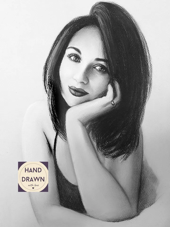 Charcoal Portrait from photo | Order a realistic charcoal and pastel portrait from a photo | Custom hand drawn portrait on paper
