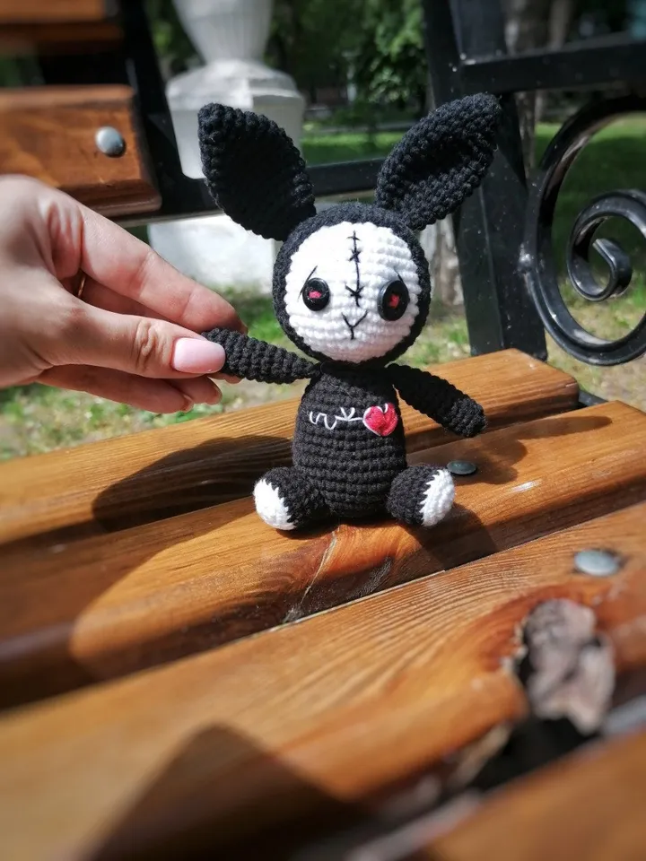 PDF Crochet small Voodoo Bunny Amigurumi Pattern button eyes, Crochet halloween Halloween Crochet Pattern Zombie pattern Monster toy pattern