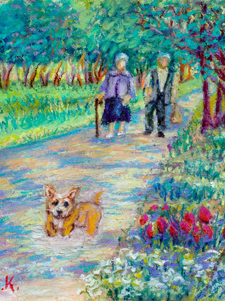Bright painting
Walking in the garden