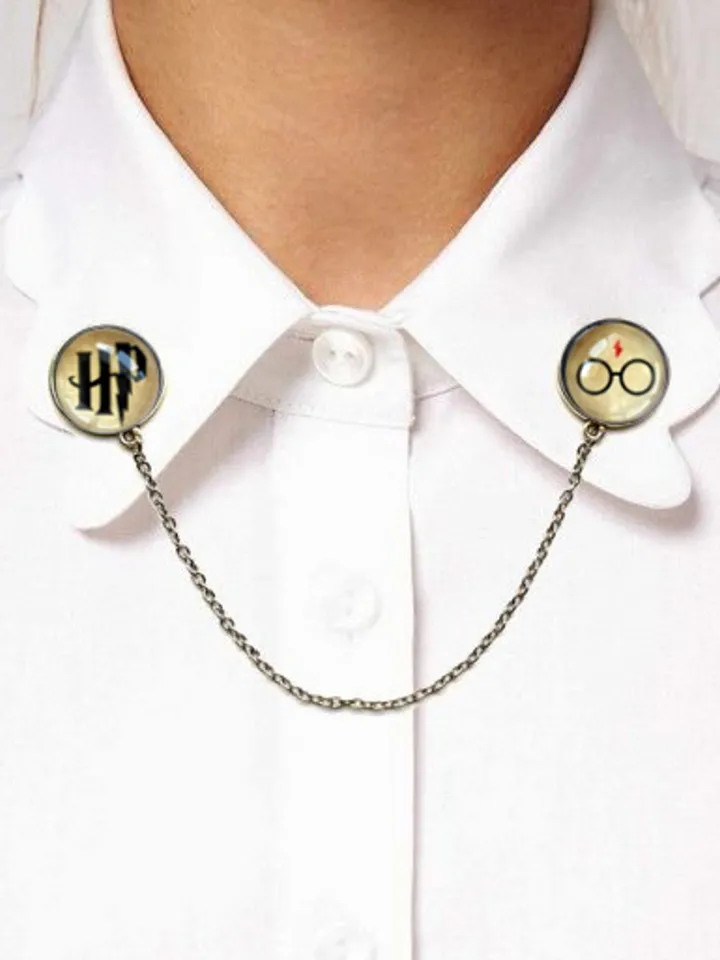 Harry Potter brooch, HP collar brooch with chain, Harry Potter glasses Pin