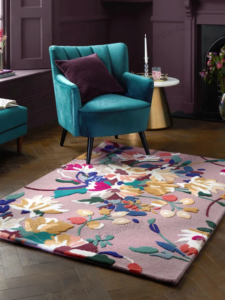 8x10 Floral Rugs Hand Tufted Hand Woven with High Low Piles in All Regular Size 5x8, 6x9, 8x10, 9x12, Stunning Multi Color in Floral Design