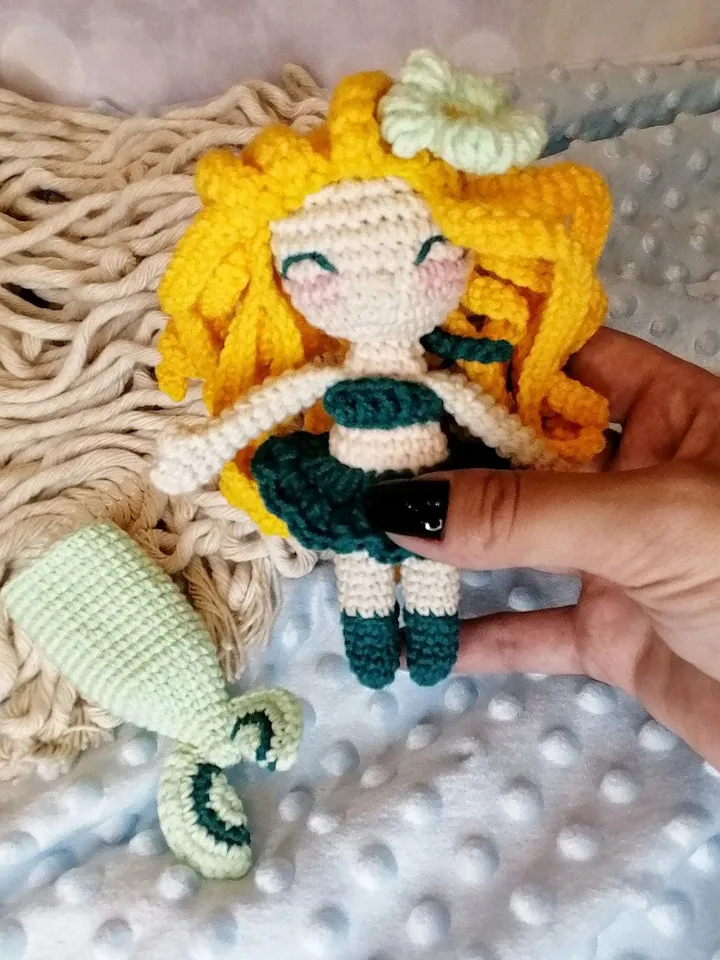 PDF Crochet Pattern Mermaid doll, Amigurmi mermaid, pattern crochet doll, pattern crocheted doll with hair, amigurumi doll, sea toy pattern