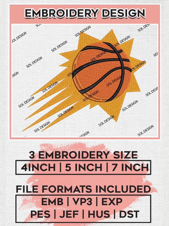 NBA Phoenix Suns Machine Embroidery Designs, Phoenix Suns Embroidery Design Files, NBA Logo Machine Embroidery, NBA Embroidery Design, Digital Download