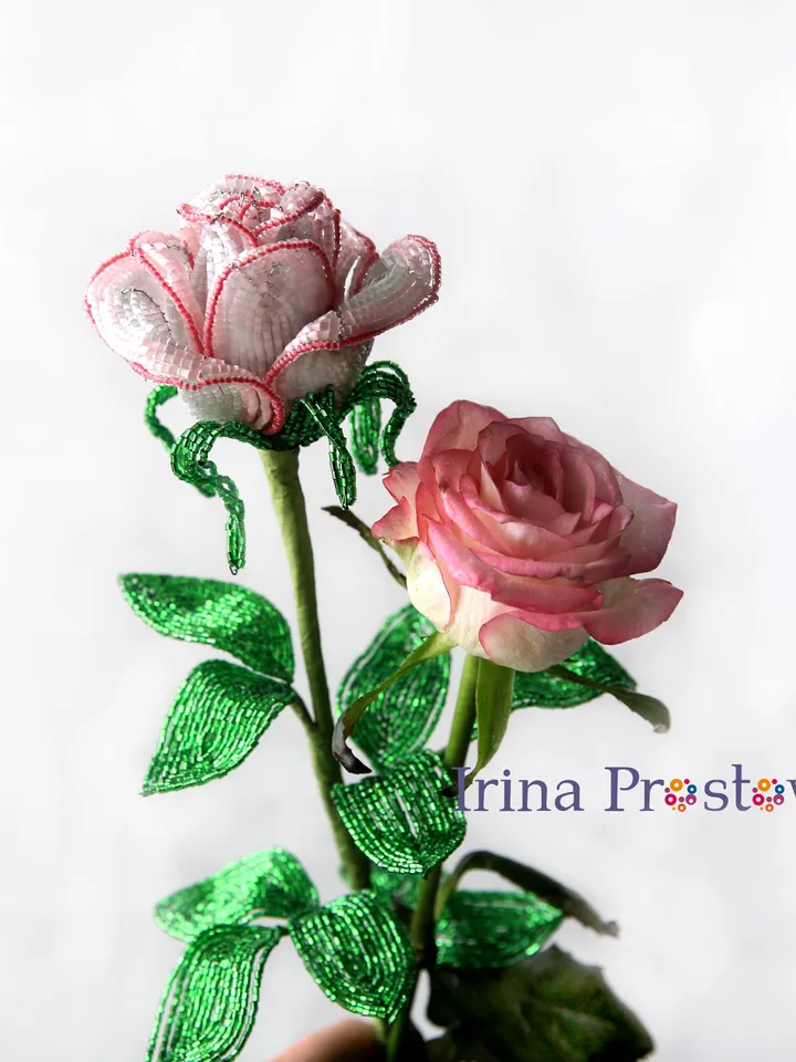 French Beaded Flowers pattern | Beaded Rose | Seed bead patterns | Beading tutorial | Digital Download - PDF