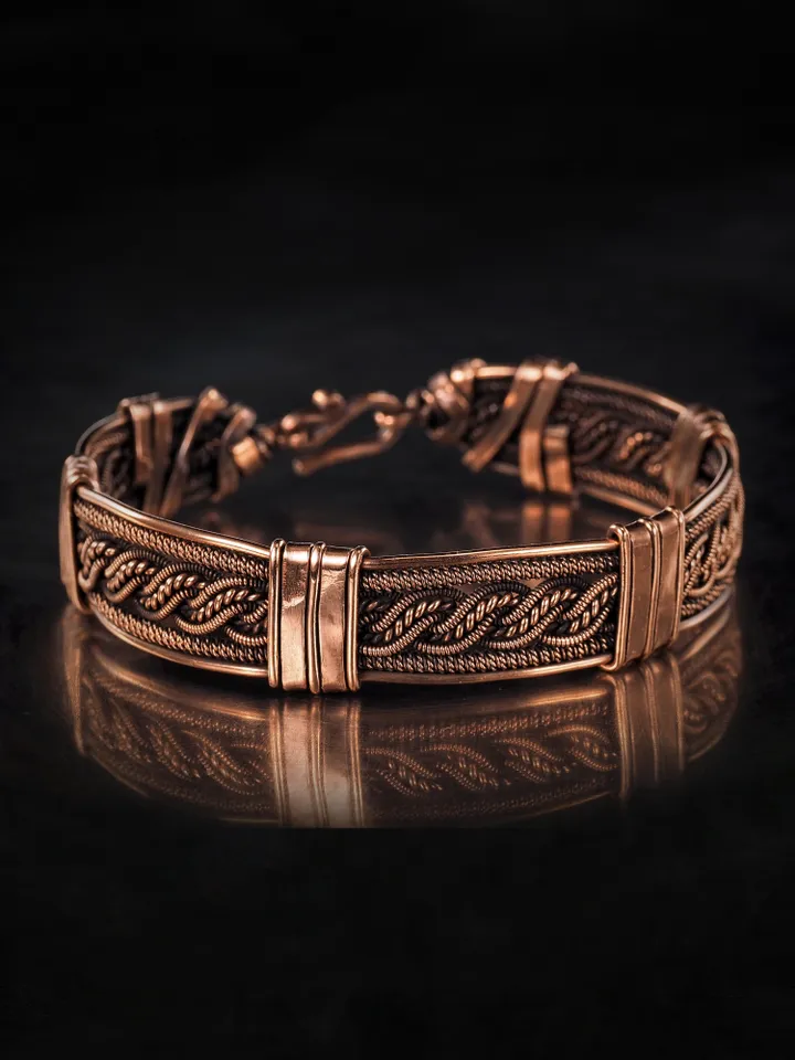 Woven copper wire bracelet Antique style handcrafted copper jewelry Unique gift