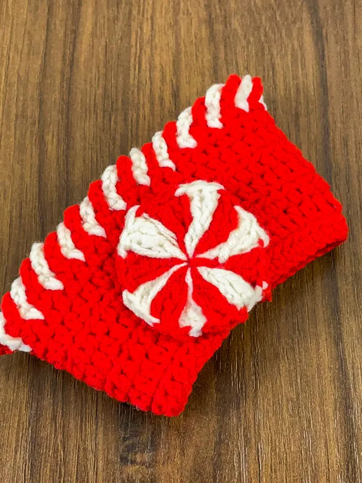 Christmas Crochet Cup Cozy PDF Pattern, Peppermint Coffee Sleeve Tutorial, DIY Cup Cover, Handmade Holiday Crochet Pattern