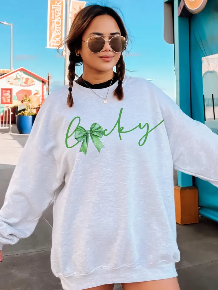 Lucky St.Patricks Day Coquette Png, St Patricks day png, Lucky png, St Patrick Bow Png, St Pattys day png, Girl st patricks day, Shamrock