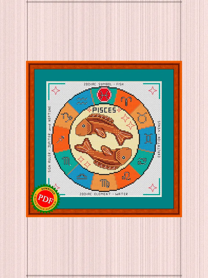 Pisces Cross Stitch Pattern | Pisces Zodiac Sign