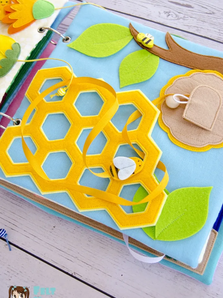 Quiet book page, Beehive, PDF sewing pattern, SVG file