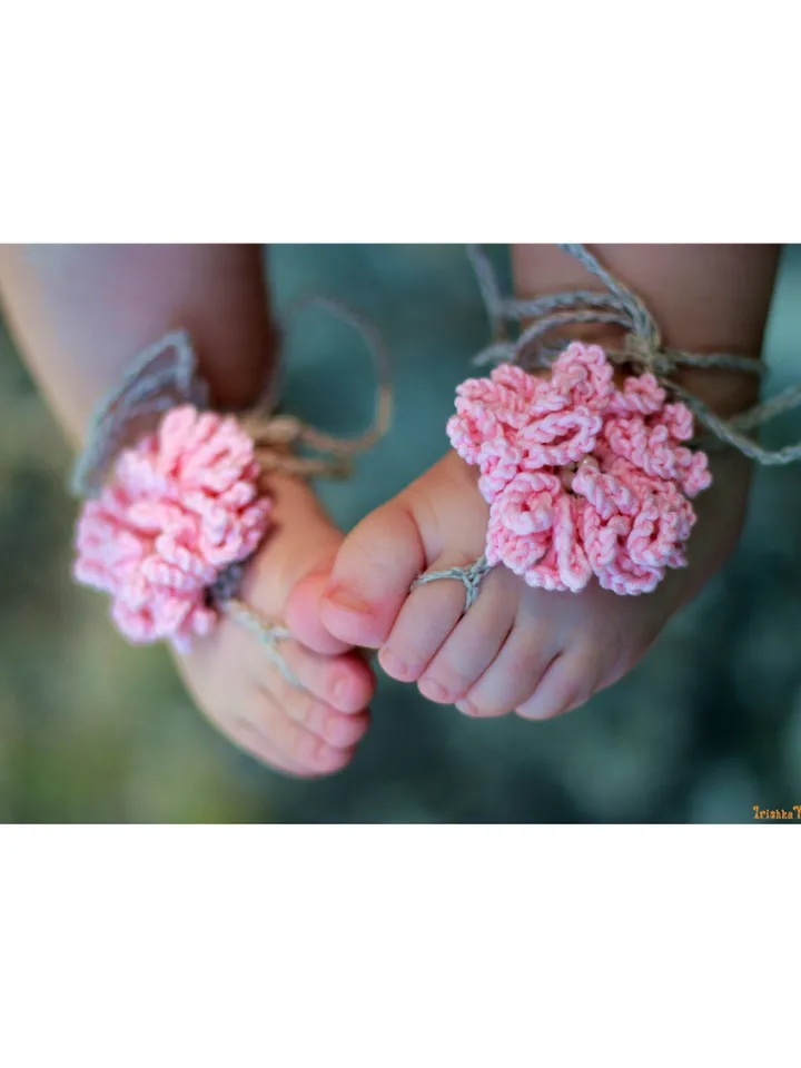 Baby Barefoot Sandals, Crochet baby sandals,baby shower gift , beach baby decor, baby photodrop, 0-12 month