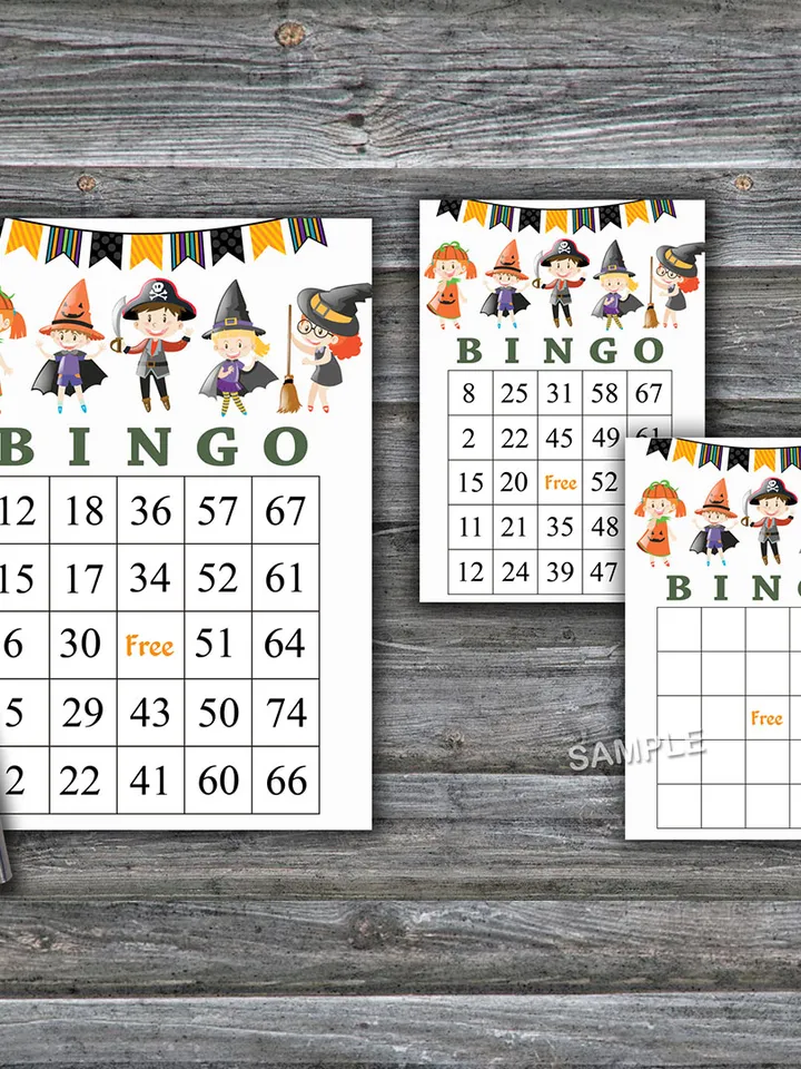 Halloween bingo game,Halloween bingo cards,Halloween Party,60 Printable card,INSTANT DOWNLOAD--08