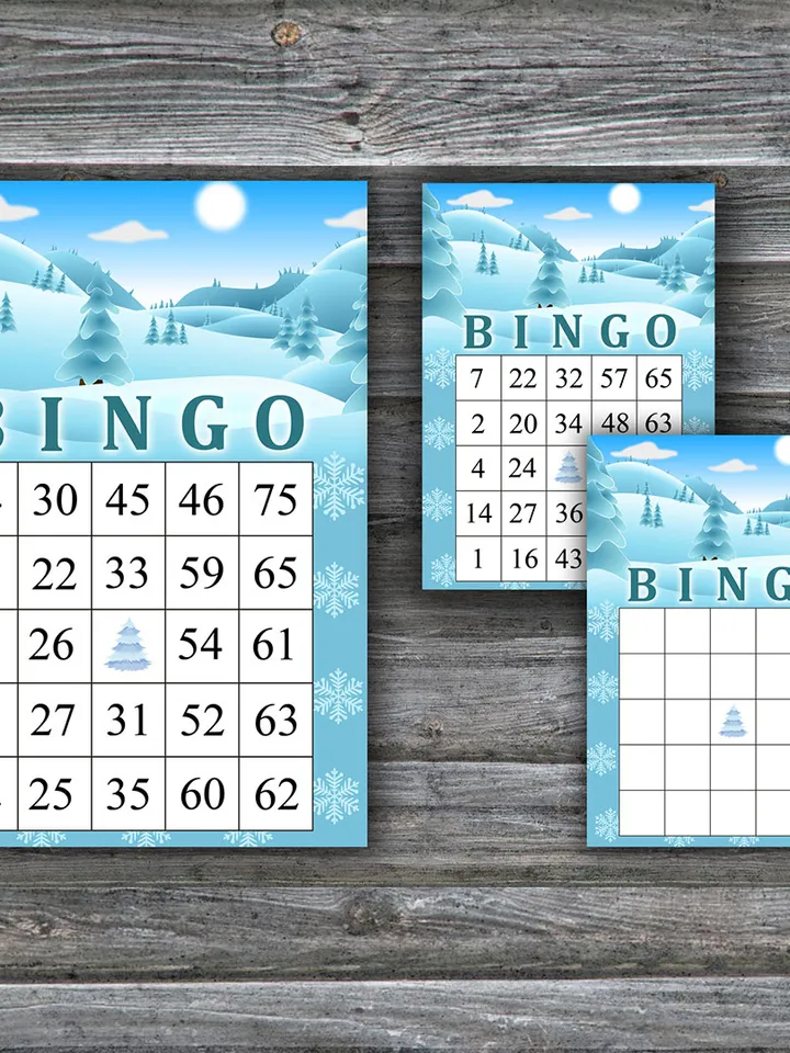 Winter landscape bingo game card,Christmas bingo game card,Christmas Bingo Printable,Holiday Bingo,INSTANT DOWNLOAD-90