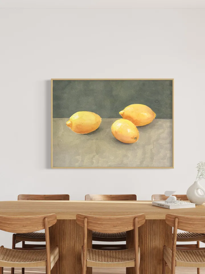 Lemons Still Life, Modern Citrus Art Print, Kitchen Decor, Lemon Wall Art, Minimalist Lemon Art, Lemon Wall Art, Abstract Art Print