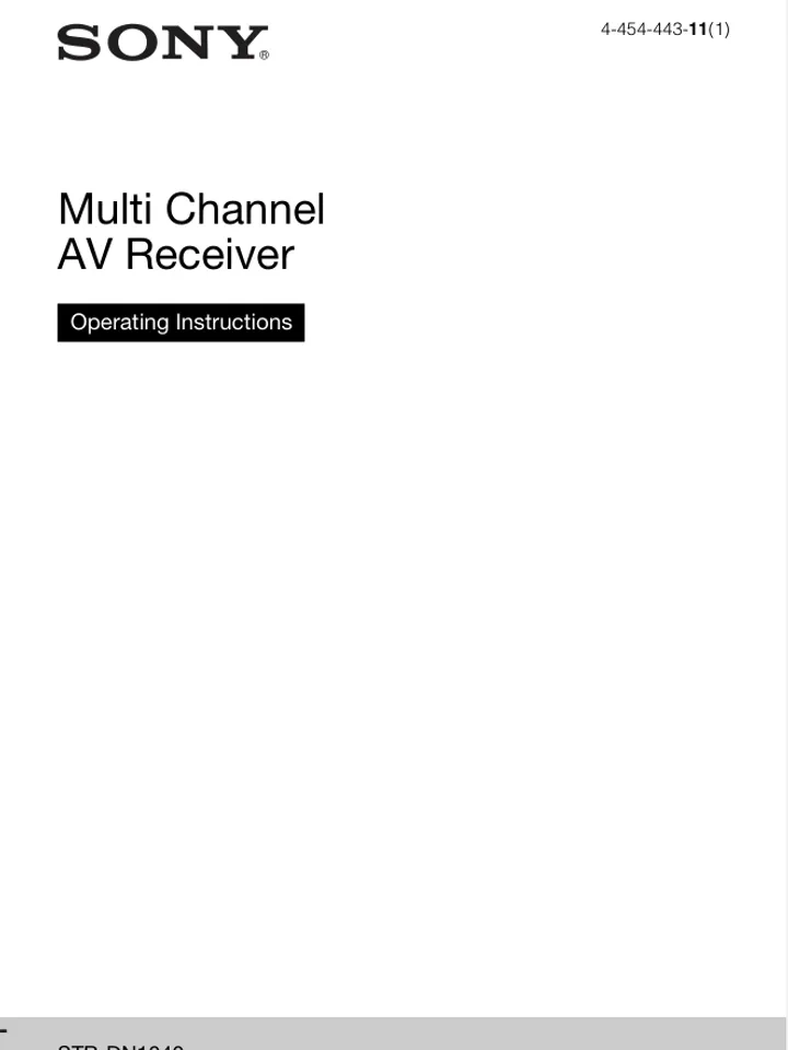 Sony STR-DN1040 AV Receiver operating instruction Manual