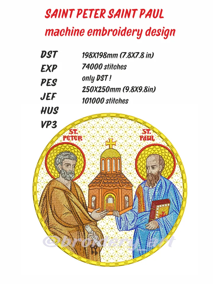Saint Peter Saint Paul machine embroidery design