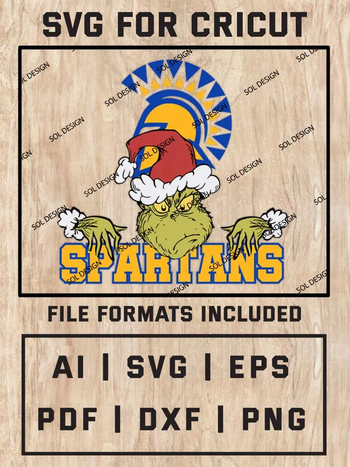 Grinch San José State Spartans SVG, NCAA SVG Design, NCAA San José State Spartans SVG, NCAA Spartans Cricut, Christmas Svg, Grinch svg, Digital Download