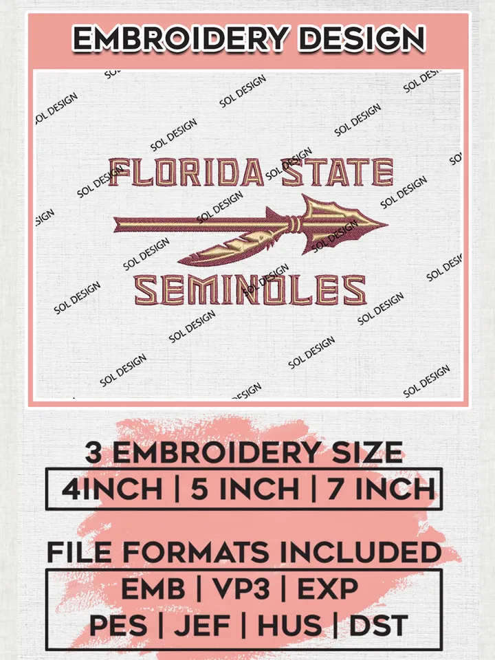 NCAA Florida State Seminoles Team Logo embroidery designs, NCAA Florida State Seminoles Logo Machine embroidery designs, NCAA Team Logo embroidery designs, NCAA Game Day Machine embroidery designs, Digital Download