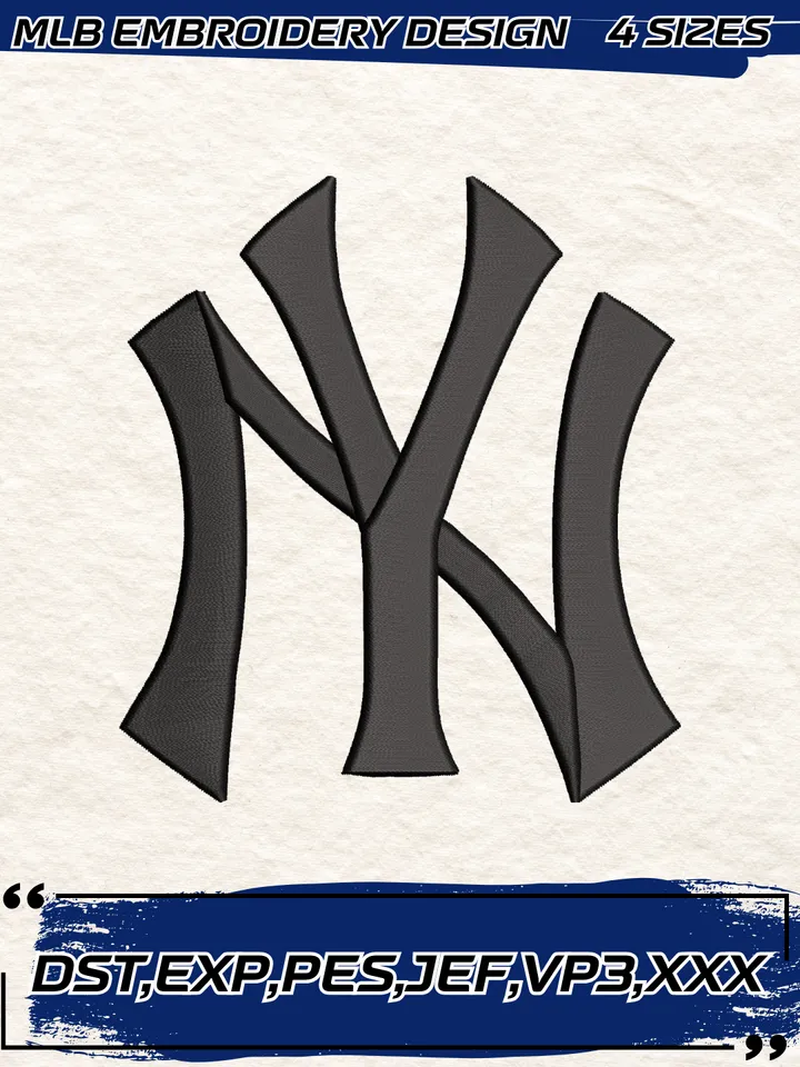 New York Yankees Embroidery Design,MLB Embroidery Design,Machine Embroidery Design File,4 Sizes, Digital Download
