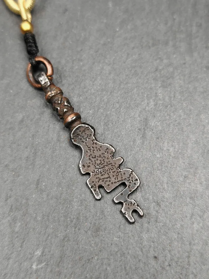 Antique Tibetan Amulet,The Key of Heart Pendant, Gandhanra Handmade Himalayan Style Pendant,Lucky Charm,Made of Cold Iron