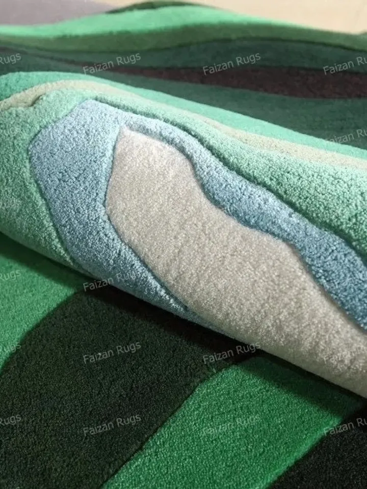 Stunning Multi Green & Blue Hand tufted rug 100% wool for living room, bed room, kids room in any size 10x14,10x12,9x12,8x10 Quick up guys!!