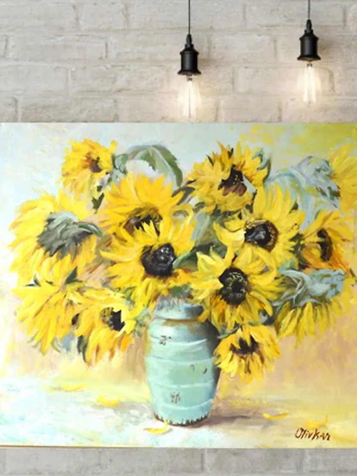 Sunflower Painting 向日葵绘画 Floral Original Oil Artwork Sunflower Art