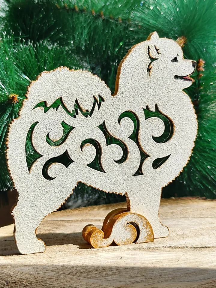 Figurine Samoyed wood, hand-made