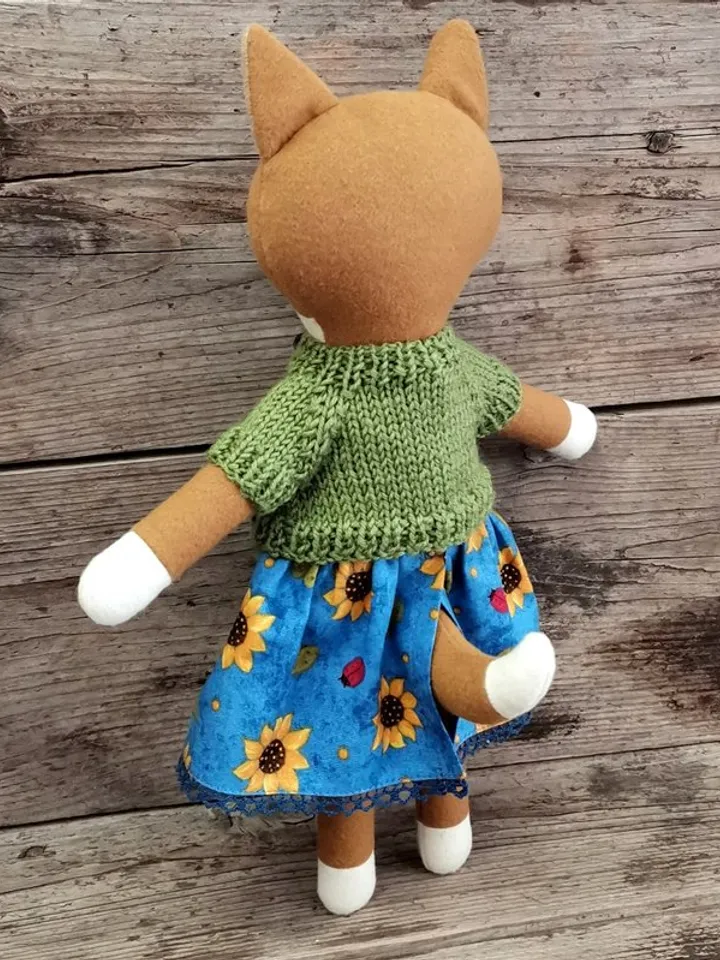 Red dog girl, handmade stuffed toy, wool plush puppy doll, soft toy