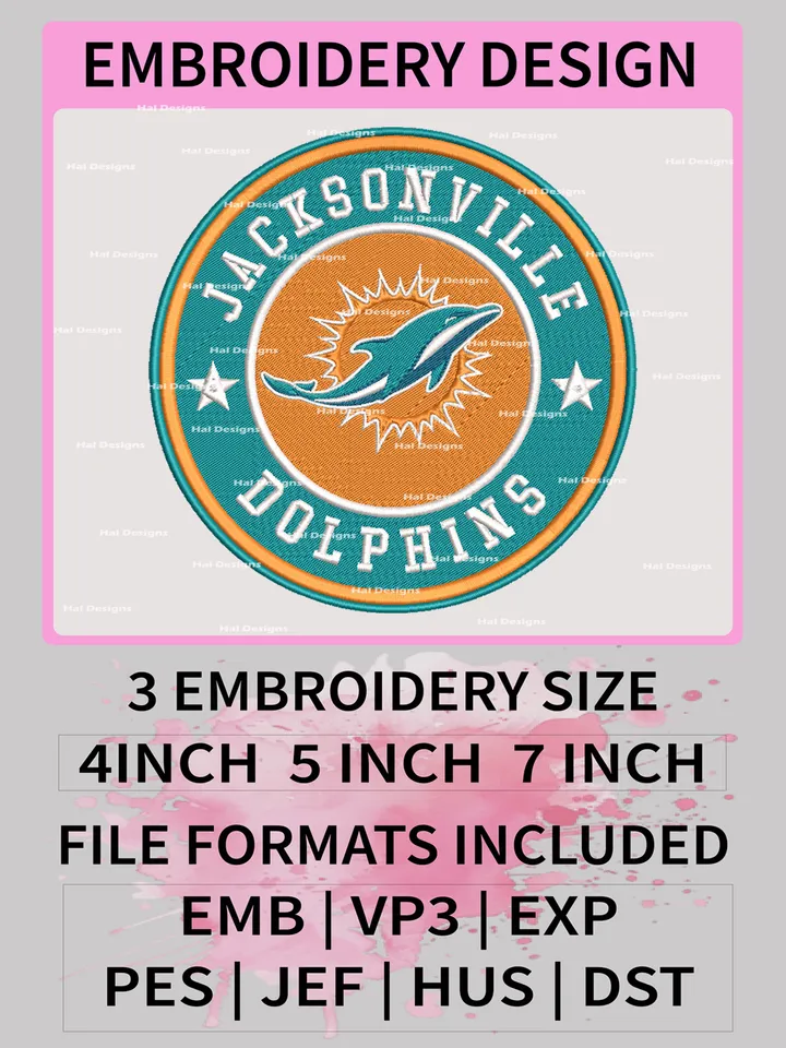 NCAA Jacksonville Dolphins Embroidery File, 3 Sizes, 6 Formats, NCAA Machine Embroidery Design, NCAA Logo, NCAA Teams