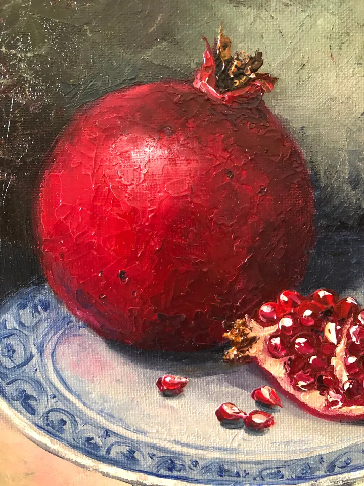 Fruits Oil Painting Original Kitchen Still life Pomegranate Art