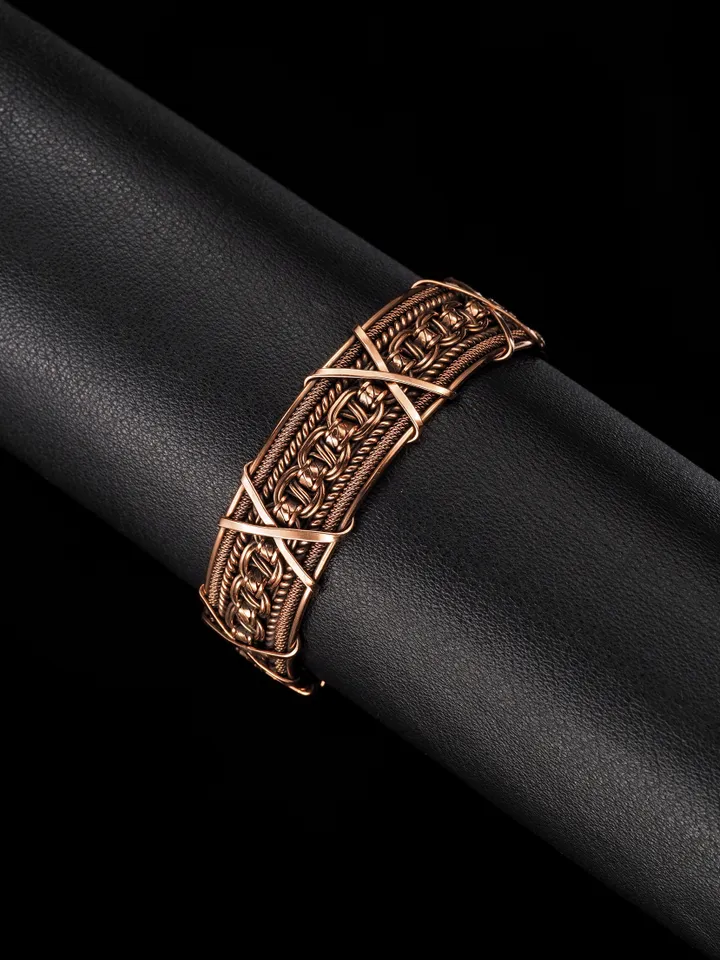 Woven copper wire bracelet Antique style handcrafted copper jewelry Unique gift