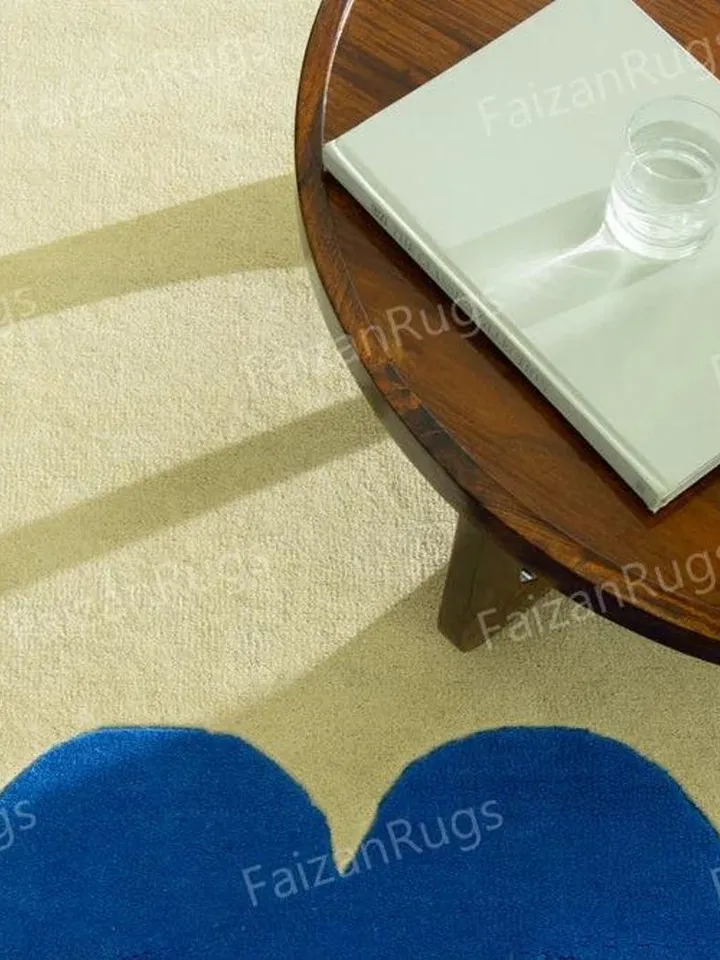 Buy Irregular Curved Shaped Rug Hand-Tufted 100% Wool Handmade Area Rug Carpet for Home, Bedroom, Living Room, Kids Room, Custom Rug Also