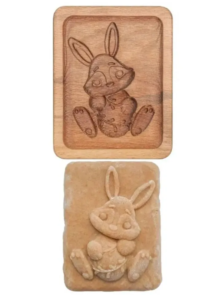 Bunny Embossed cookie mold, cookie cutter, wooden mold, Wooden stamp stamp for gingerbread cookies springerle stamp