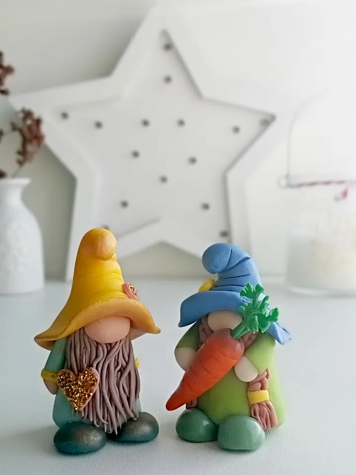Polymer Clay Pocket Gnomes/Shelf Sitter Gnome/Handmade Christmas couple gnomes/Terrarium mini gnome/Potted Plant Decor