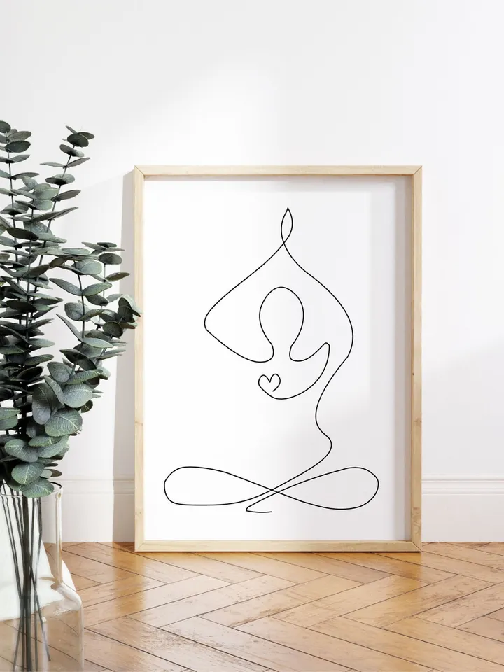 Yoga Wall Art, Lotus Pose, Yoga Art Print, Yoga Lotus Pose, Yoga Design, Yoga Line Art, Yoga Poster, Yoga Pose, Yoga Studio Decor, Yoga