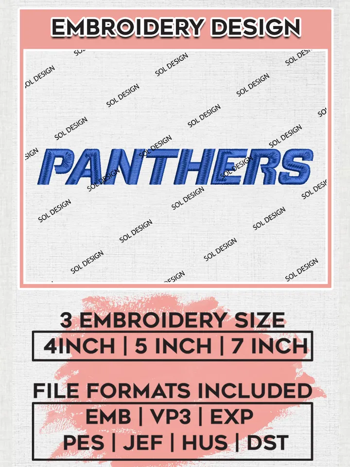 NCAA Panthers College Football Team Writing Logo Embroidery Design Files, NCAA Georgia State Panthers Machine Embroidery, NCAA Teams, Game Day, 3 sizes, NCAA Machine embroidery designs, Digital Download