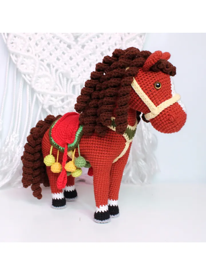 Horse crochet pattern PDF Christmas horse Amigurumi holiday toys  Animal toy crochet tutorial