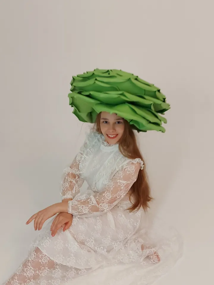 Extra large rose hat Derby headdress pistachio color Women Fashion Headwaer Hat for Wedding and Tea Patry 55 cm