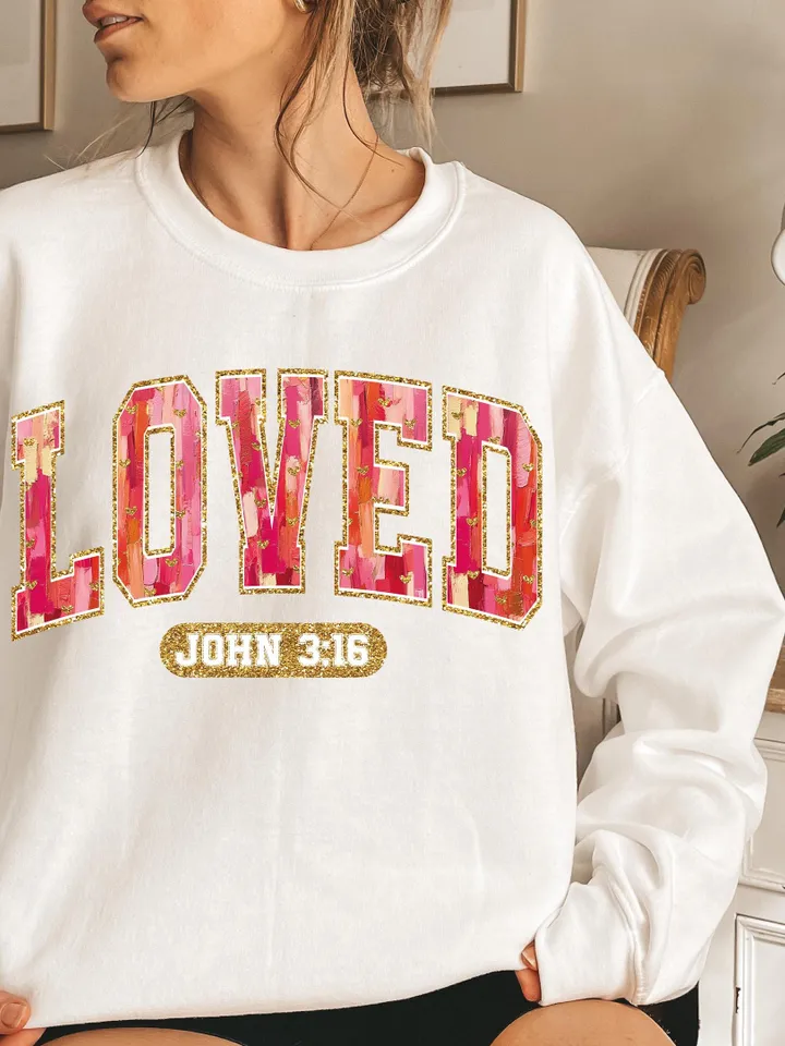 Christian Valentines Png, Loved John 3:16 Png, Bible Verse Png, XOXO Png, Brushstroke Valentine Png, Checkered Varsity Png, Digital File
