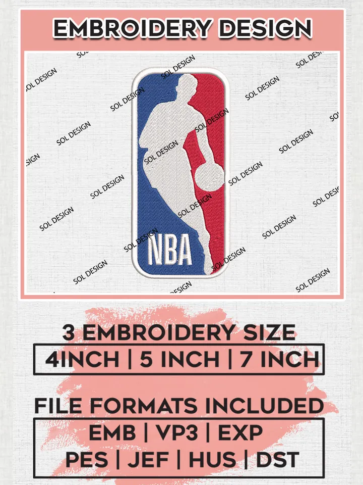 NBA Logo Embroidery Design, NBA Logo Machine Embroidery Files, NBA Machine Embroidery Design, Machine Embroidery Design, Digital Download