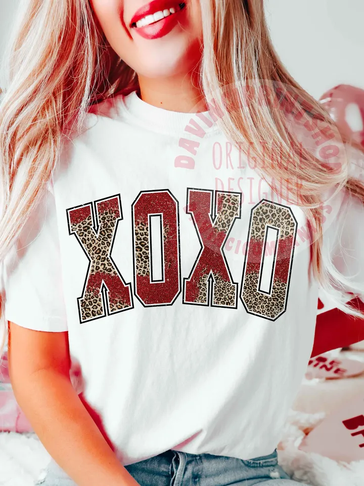 Xoxo Leopard Cheetah Valentine's Day PNG, Valentines png, Xoxo png, Xoxo Sublimation, Leopard Valentines, Valentines shirt, Love, png files