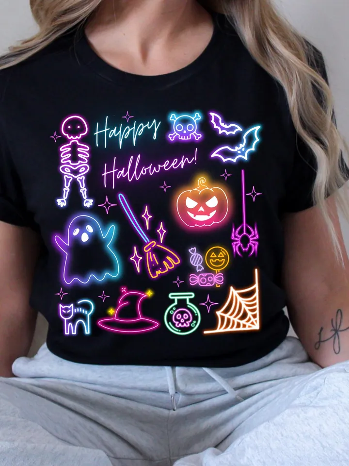 Happy Halloween Neon Png, Halloween Ghost Neon png, Halloween Mama Png, Spooky Season Png, Social Club Png, GirlyHalloween Png