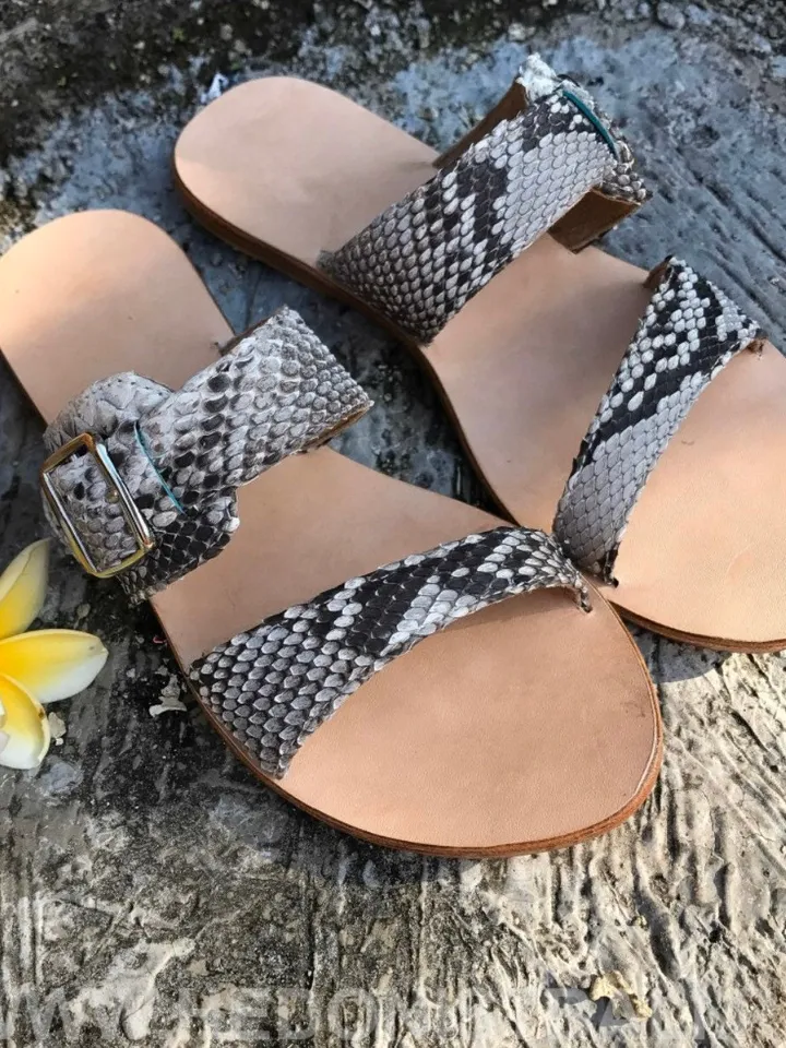 Python skin sandal | Women summer sandals | leather flops | genuine python skin shoes | summer shoes | flat woman shoes | designer sandal