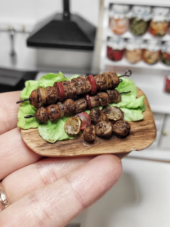 Realistic miniature kebab 1 6 - Barbecue - Mini kebab - Miniature food - dollhouse miniature - mini food