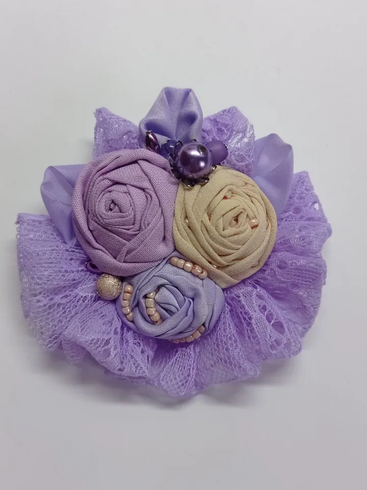 Textile lilac brooch