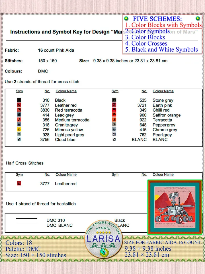 Mars Rover Cross Stitch Pattern | Flight to Mars