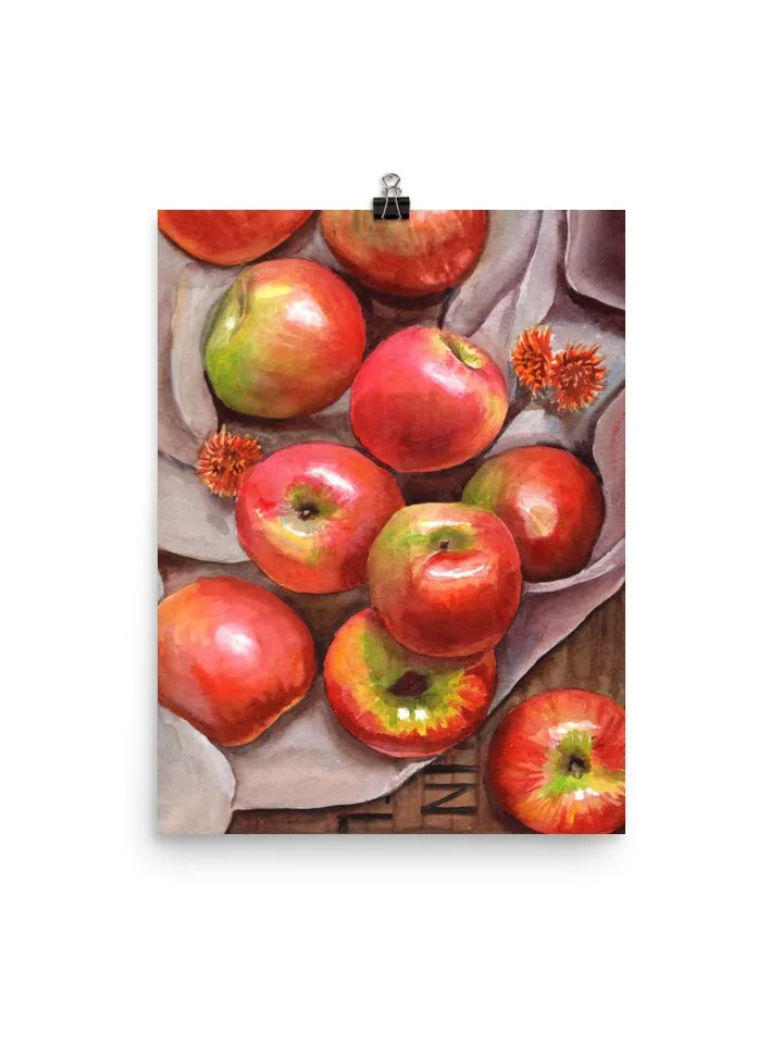 Apple Watercolor Painting Art Kitchen Decor Home Decor Still Life apple Wall Food Art Print Colorful Red Apples Poster Watercolor Painting