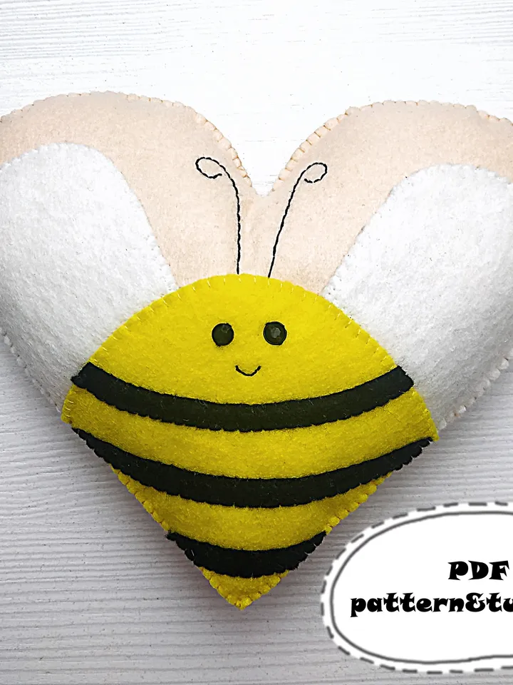 Valentines day pattern, PDF, Felt heart pattern, Heart ornament, Valentines day decor, Felt Valentine pattern PDF, Valentines day gift
