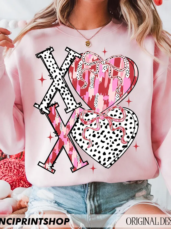 XOXO Valentine Day Heart Brushstroke png, Valentines png, Xoxo png, Valentines Coquette Bow png, Valentines Day png, Valentines Heart png