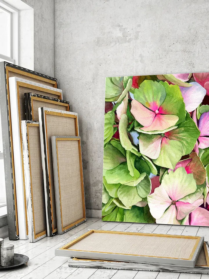 Watercolor picture with hortense, Watercolor digital file, Art print from the original painting, Poster with flowers